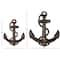 Bronze Aluminum Metal Anchor Weathered Wall Décor Set with Curved Rope Design